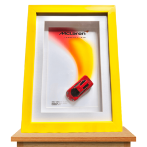 McLaren F1 Hot Wheels 3D Diecast Car Frame | Collector’s Edition Wall Art (Yellow Frame)